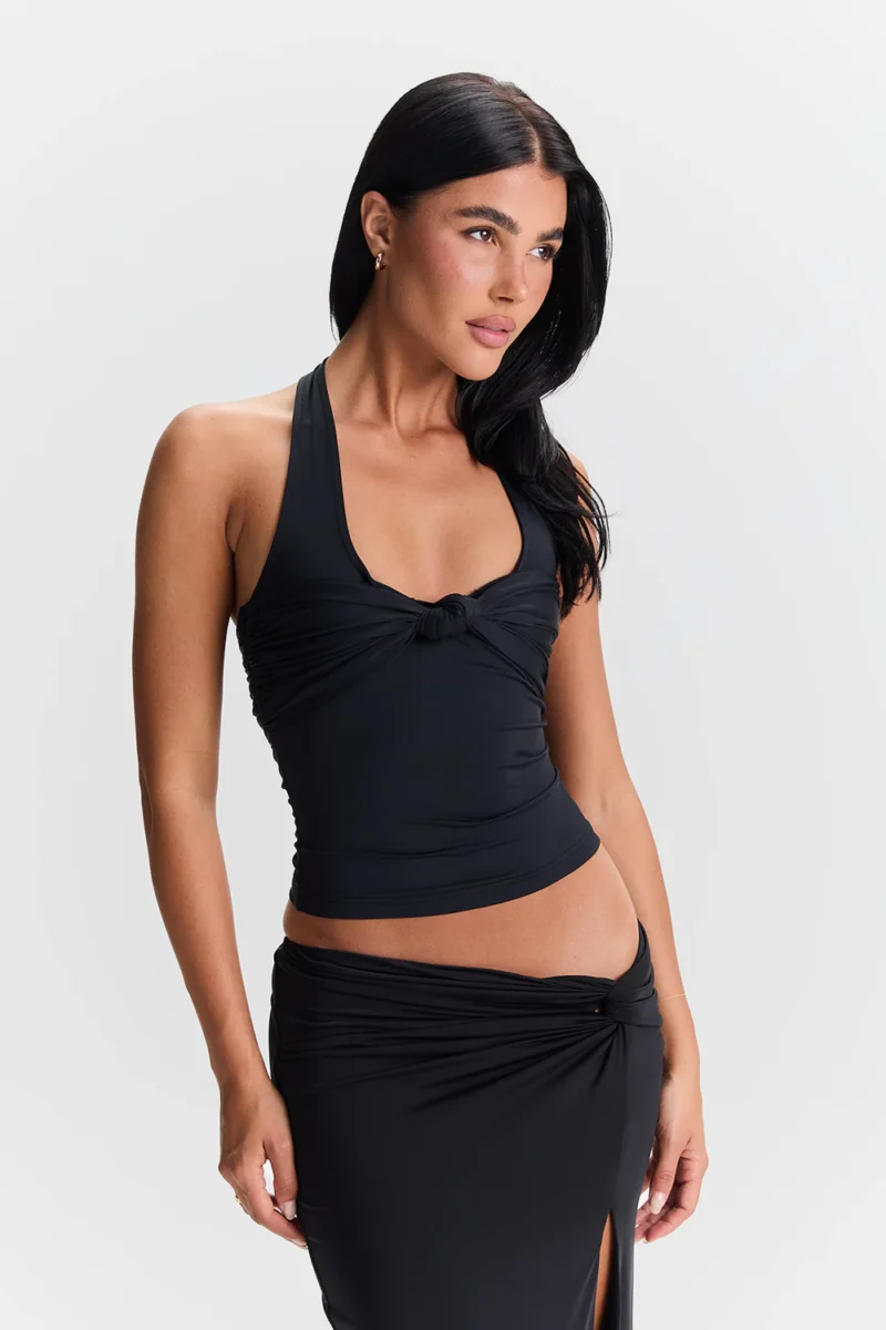 Halter Neck Knot Front Crop Top - Image 5