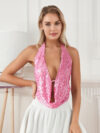 Women’s Sparkly Sequin Halter Crop Top