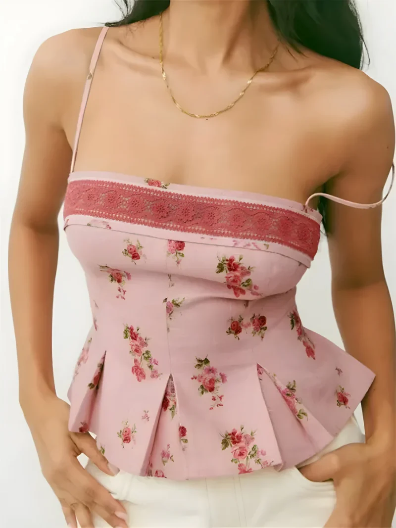 Floral Print Backless Camisole Top for Women - Image 3