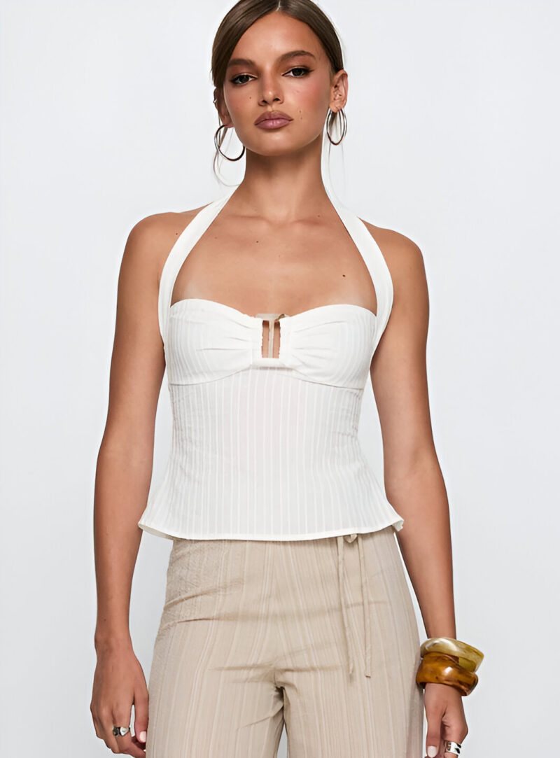 Y2K Off Shoulder Backless Pleated Camisole Top for Women - Summer Beachwear - Image 6