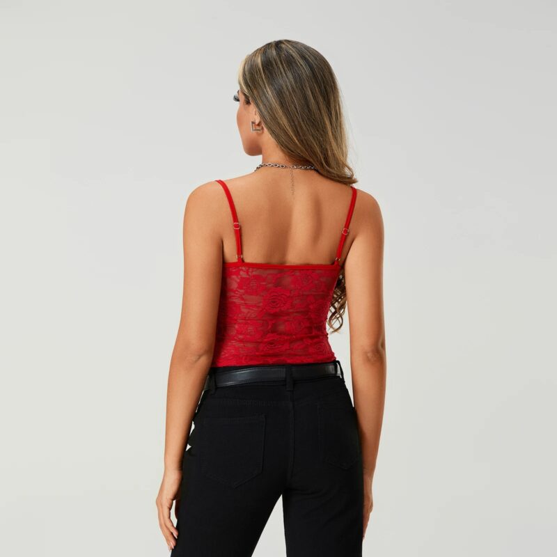 Slim Fit Ruched Lace Cami Crop Top - Image 5