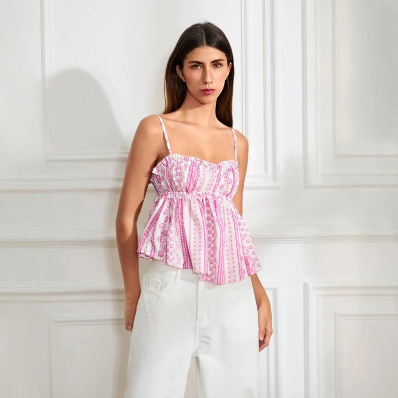 Floral Frill Maternity Babydoll Camisole – Backless Summer Tank Top