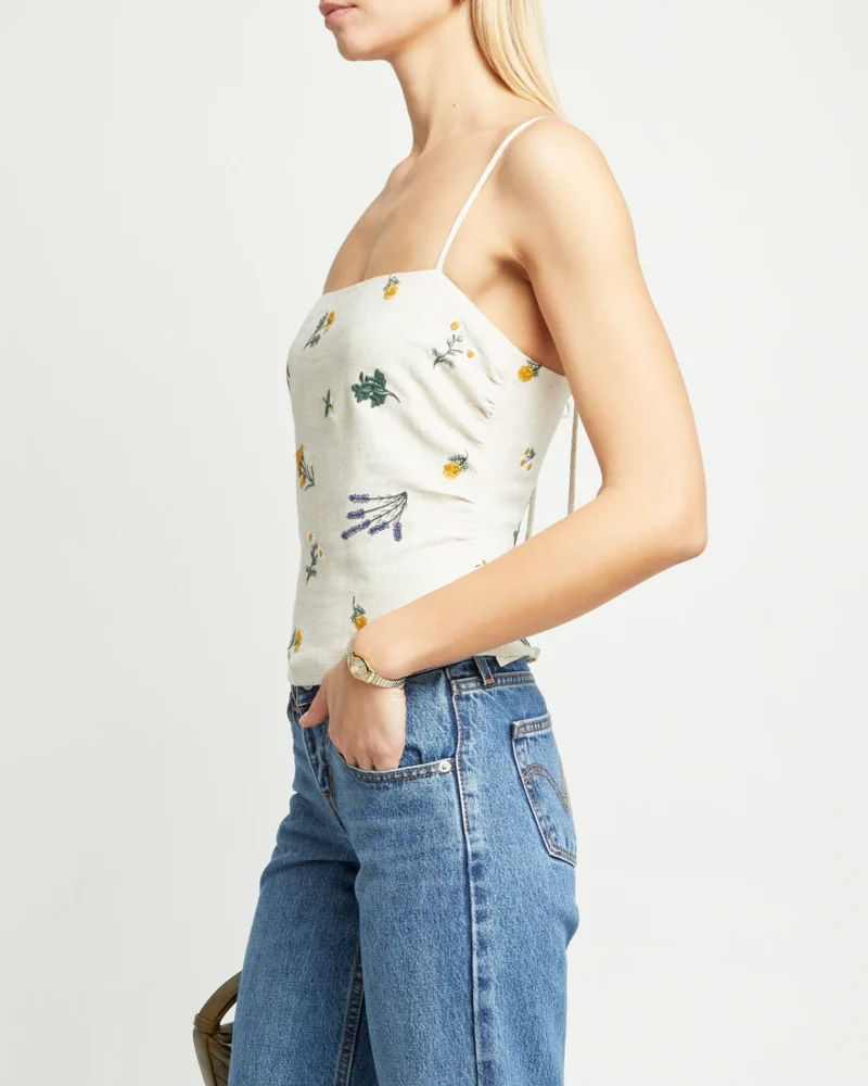 Y2K Floral Backless Spaghetti Strap Crop Top - Image 5