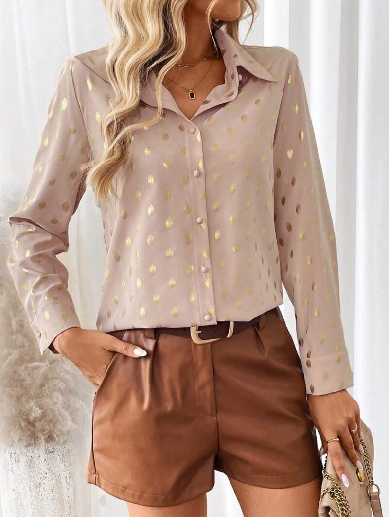 Elegant Polka Dot Long Sleeve Blouse for Women - Image 2