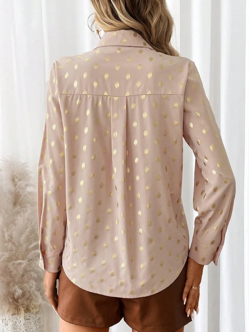 Elegant Polka Dot Long Sleeve Blouse for Women - Image 3