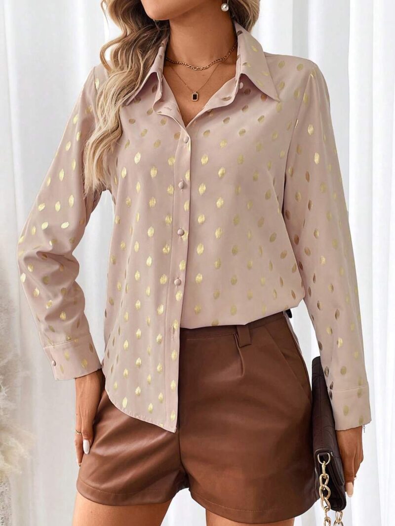 Elegant Polka Dot Long Sleeve Blouse for Women - Image 4