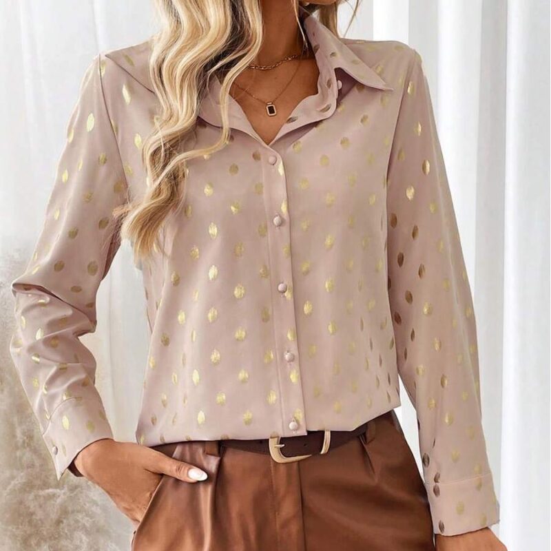 Elegant Polka Dot Long Sleeve Blouse for Women