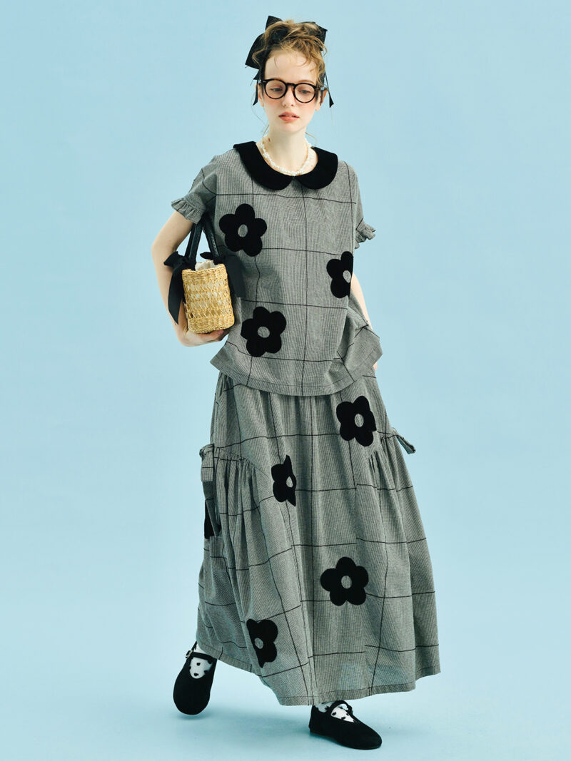 Summer Loose Cotton Linen Top with Plush Appliques and Peter Pan Collar - Image 4