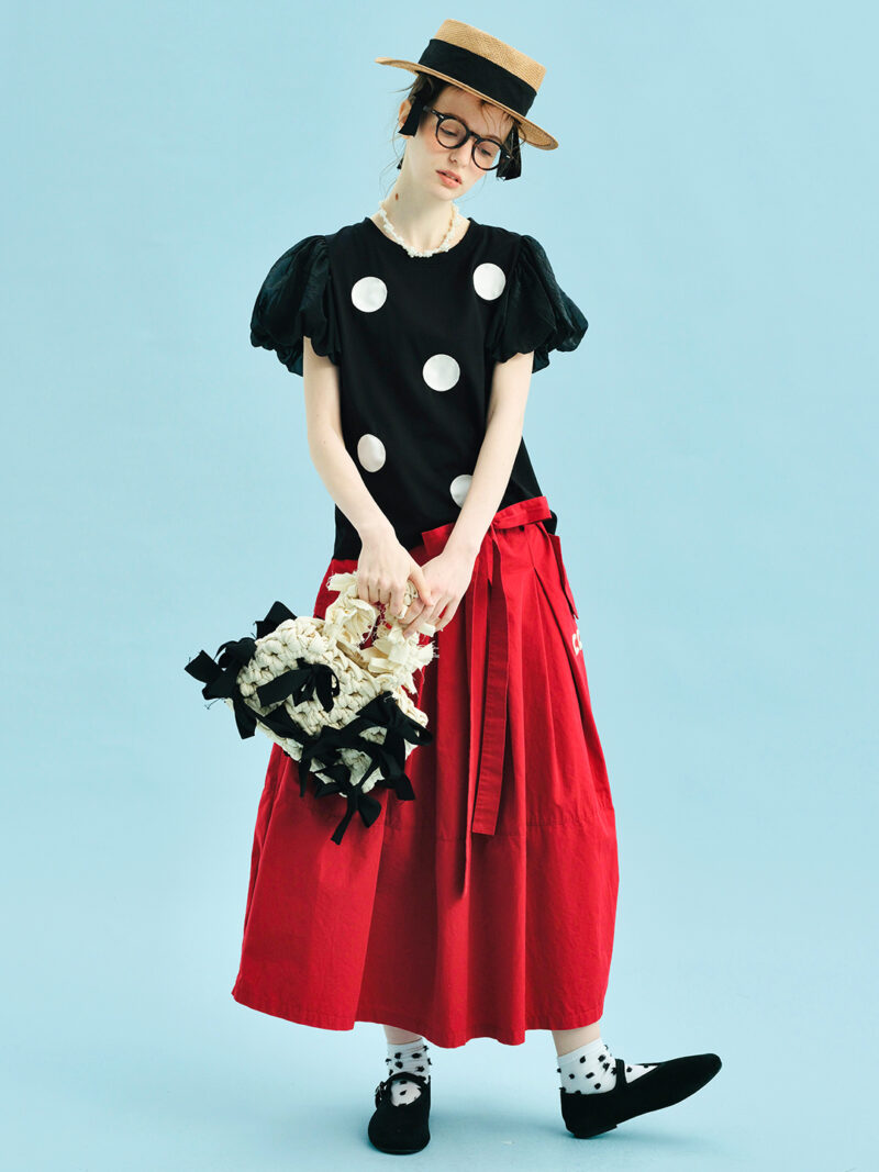 Summer Polka Dot Mesh Lantern Sleeve Casual Tee for Women - Image 4
