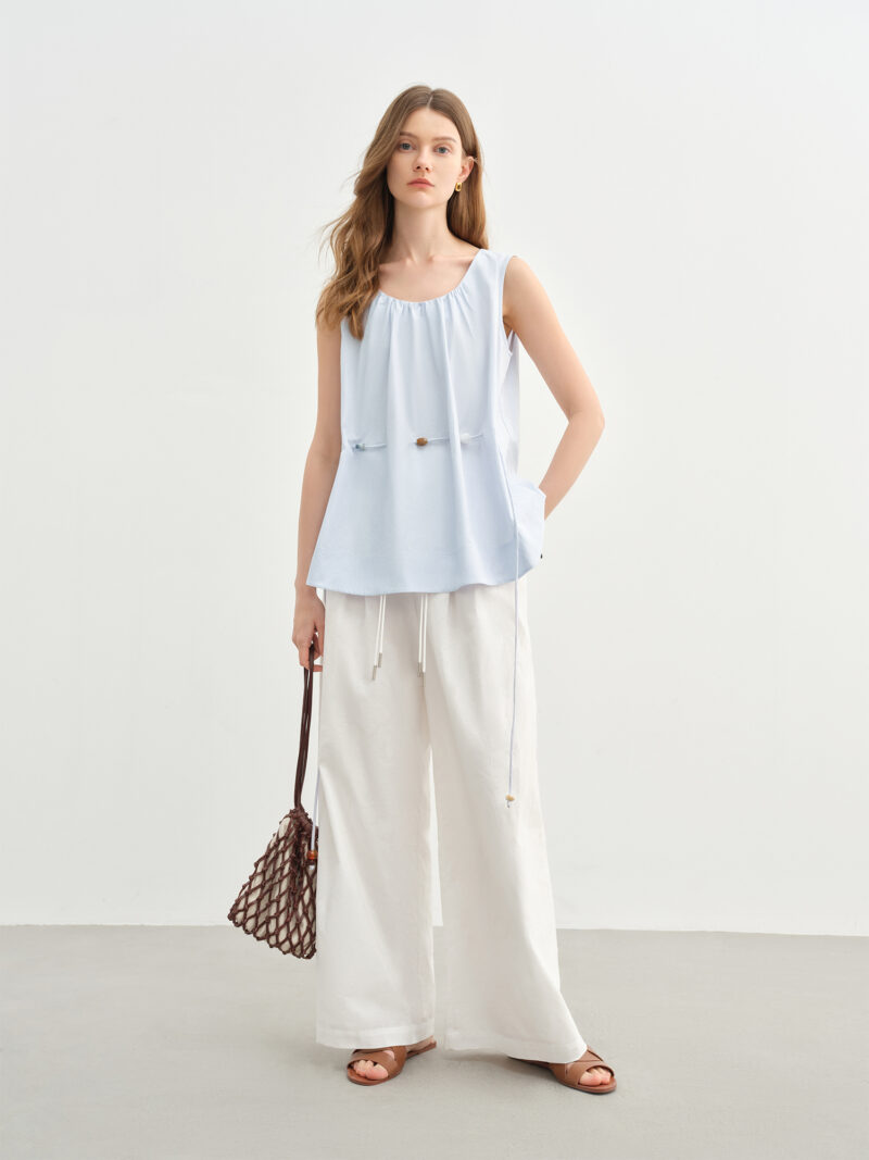 Women's Sleeveless Cotton Wave Beaded Summer Top - Image 3