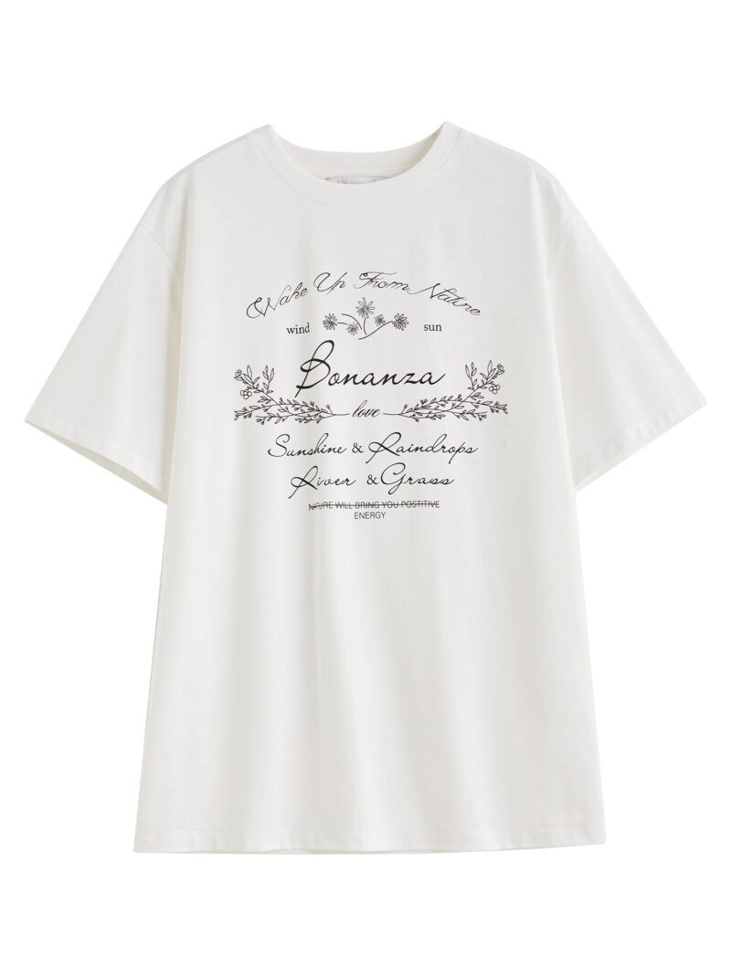 Floral Letter Print Casual T-Shirt for Women - Image 6
