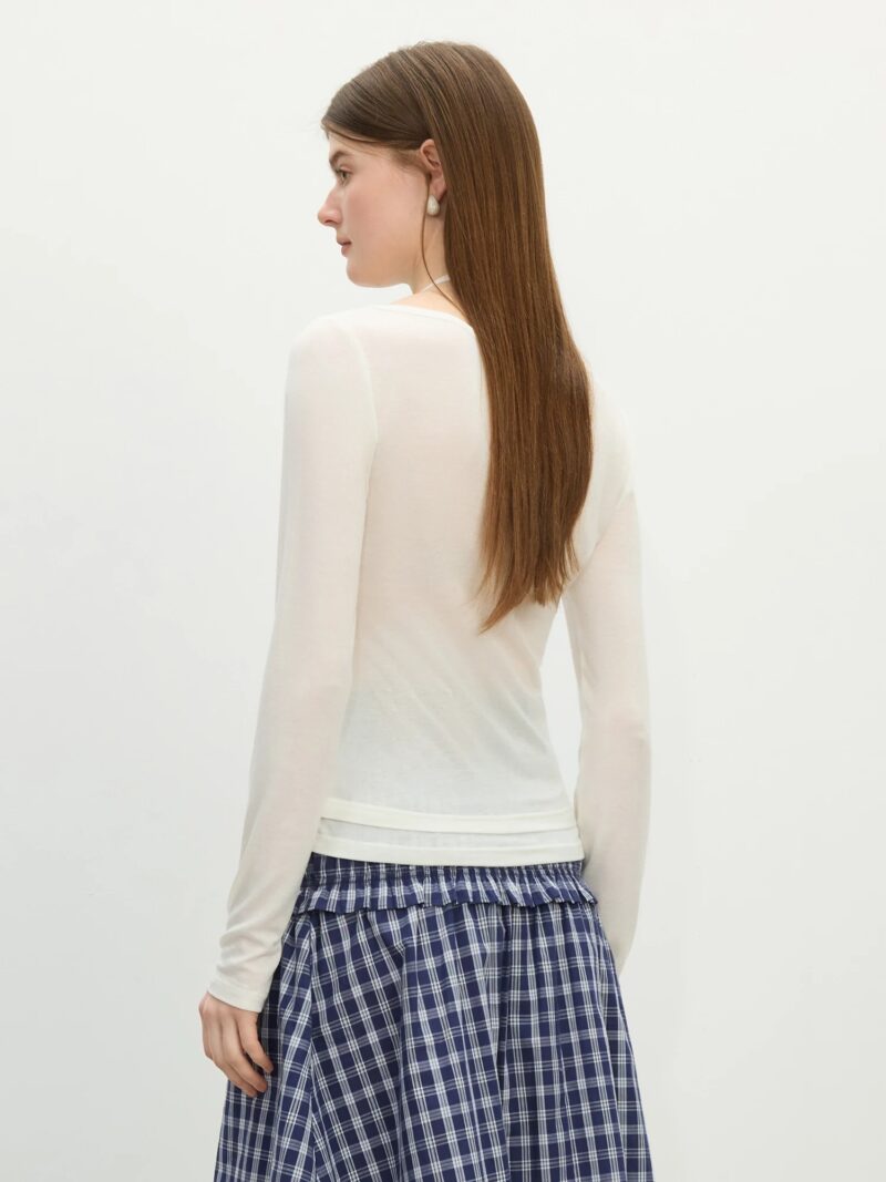 Chic Halter Neck Slim Fit Long Sleeve Tee for Women - Image 5