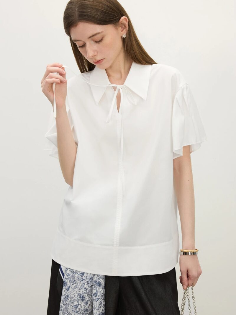 Sweet Collage V-Neck Loose Fit Summer Shirt for Women - Image 3