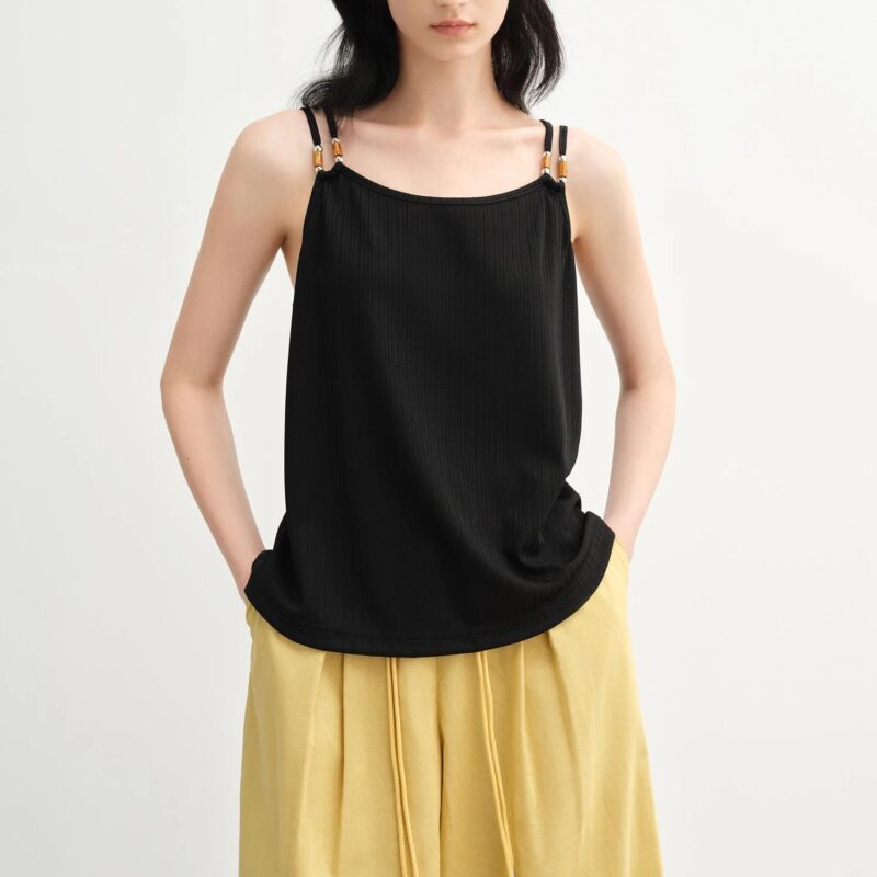 Plus Size Beaded Double Strap Commuter Vest Top for Summer