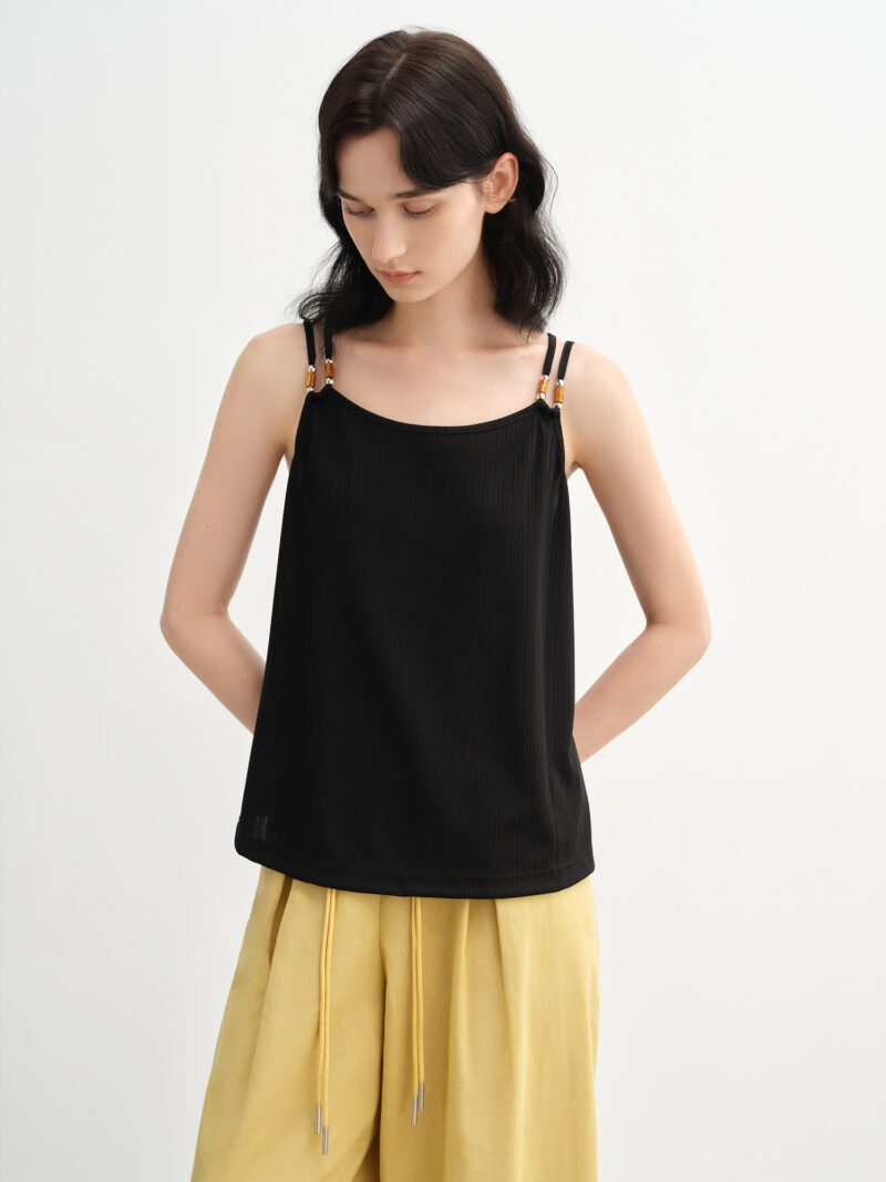 Plus Size Beaded Double Strap Commuter Vest Top for Summer - Image 3