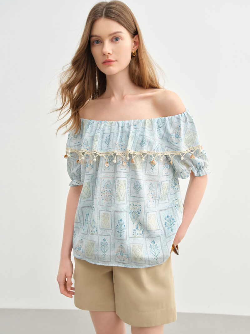 Sweet Romantic Two-Wear Puff Sleeve Blouse for Summer - Image 2
