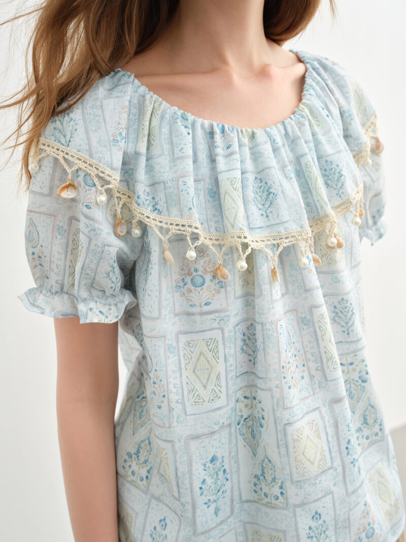 Sweet Romantic Two-Wear Puff Sleeve Blouse for Summer - Image 4