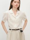 Men's Summer Linen Blend Short Sleeve Shirt with Retro Collar – Minimalist Style