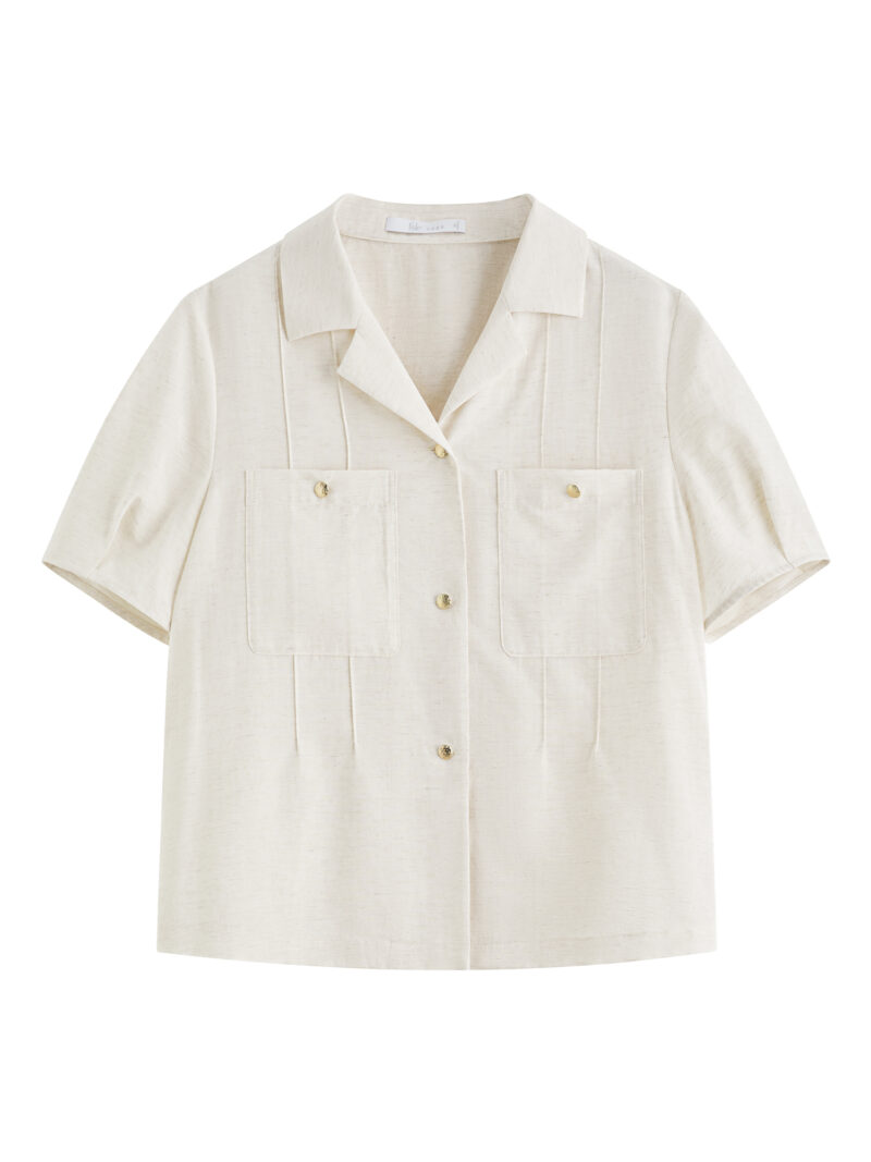 Men's Summer Linen Blend Short Sleeve Shirt with Retro Collar – Minimalist Style - Image 6