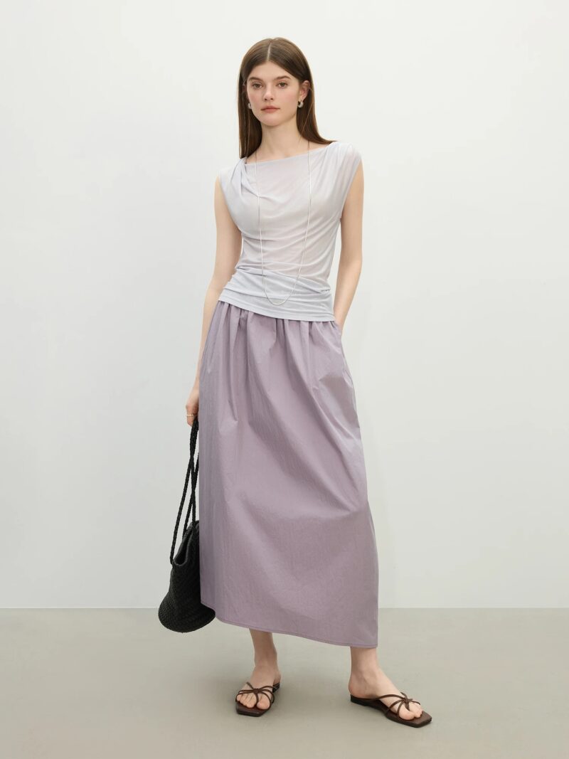 Minimalist Lyocell Sleeveless Swing Collar Top - Image 4