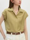 Women's Summer Turn-Up Collar Short Sleeve Shirt – Casual & Office Chic