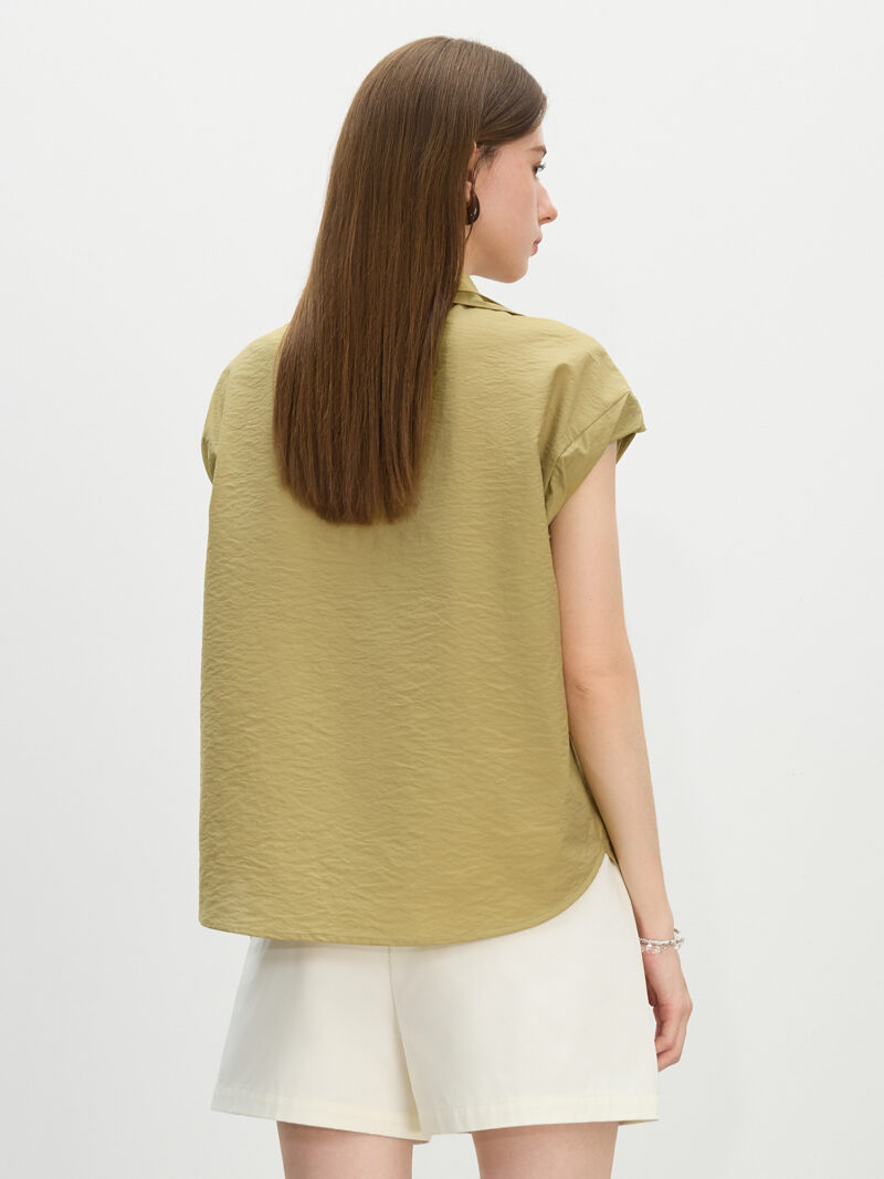 Women's Summer Turn-Up Collar Short Sleeve Shirt – Casual & Office Chic - Image 4