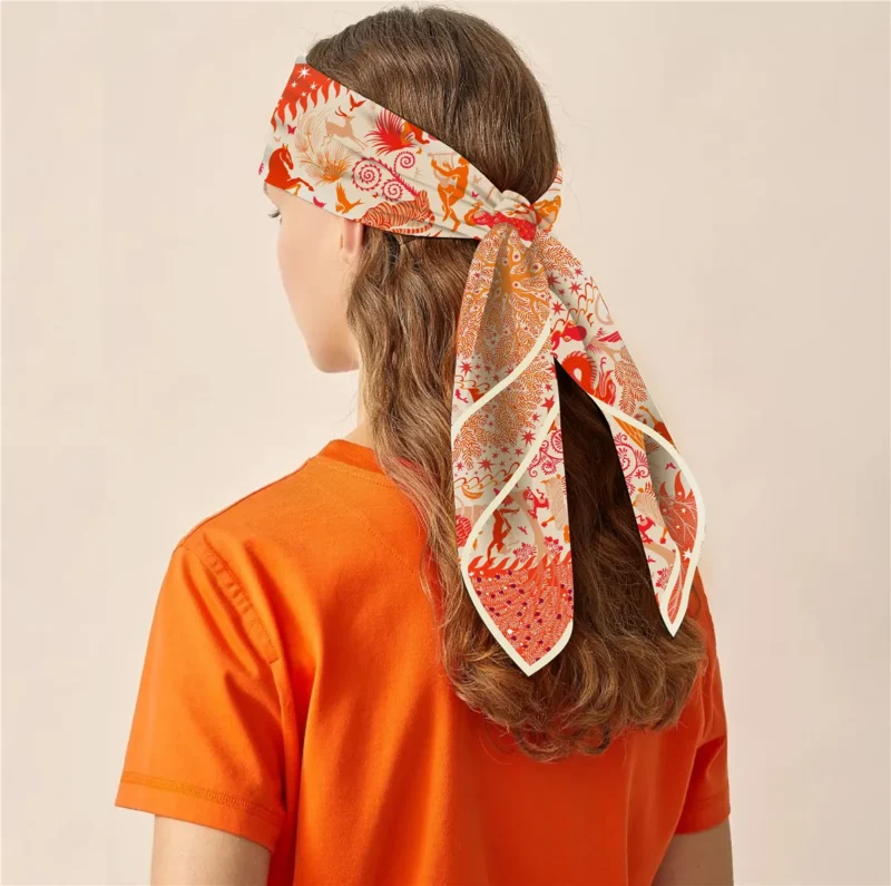 Luxury Horse Print Silk Scarf for Women - Image 3