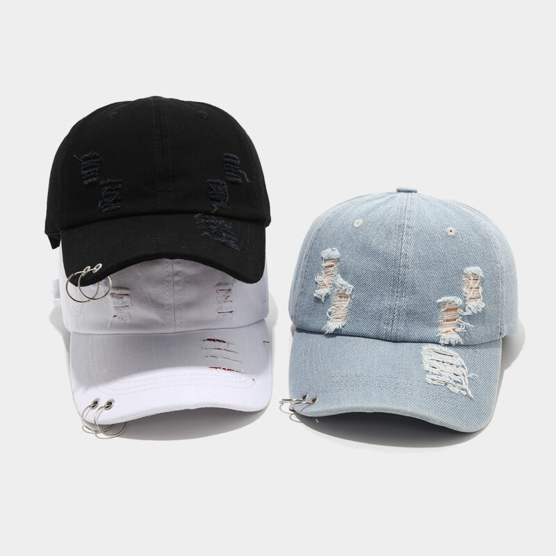 Denim Ripped Baseball Cap for Men & Women - Image 3