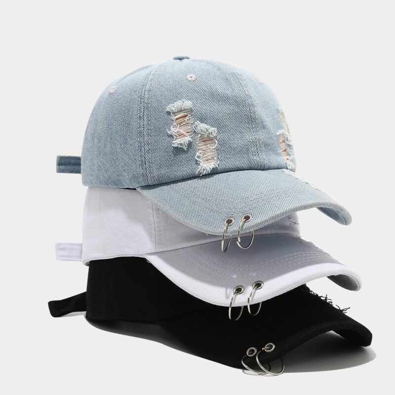Denim Ripped Baseball Cap for Men & Women - Image 2