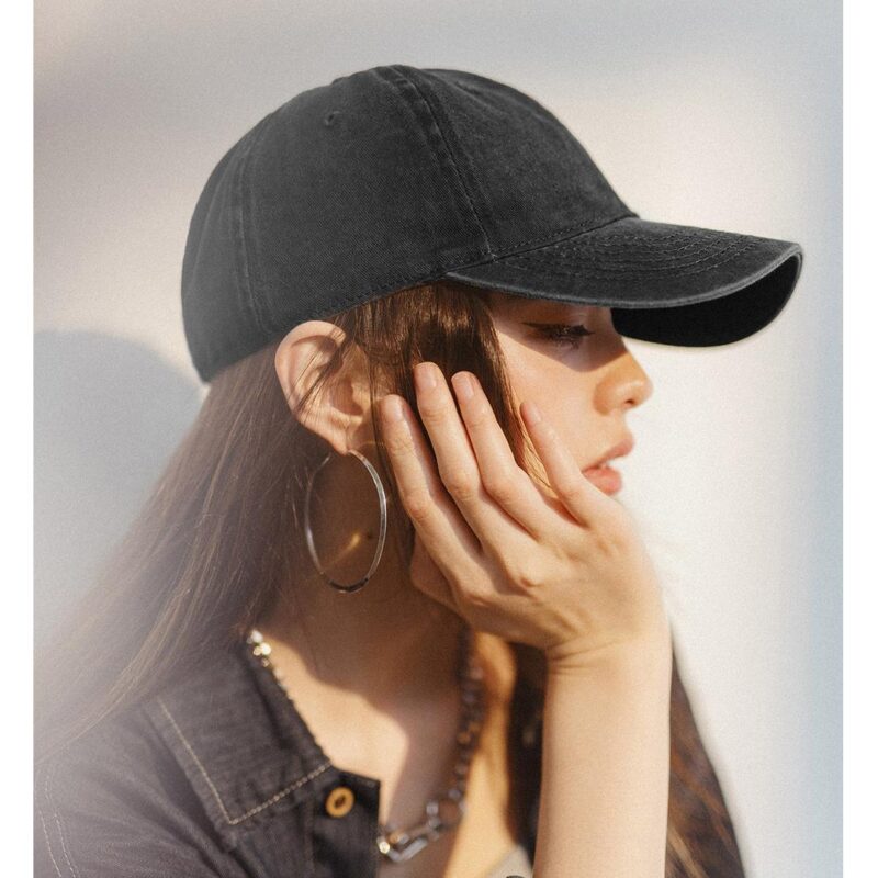 Vintage Gray Adjustable Baseball Cap for Women - Casual Streetwear Hat - Image 4