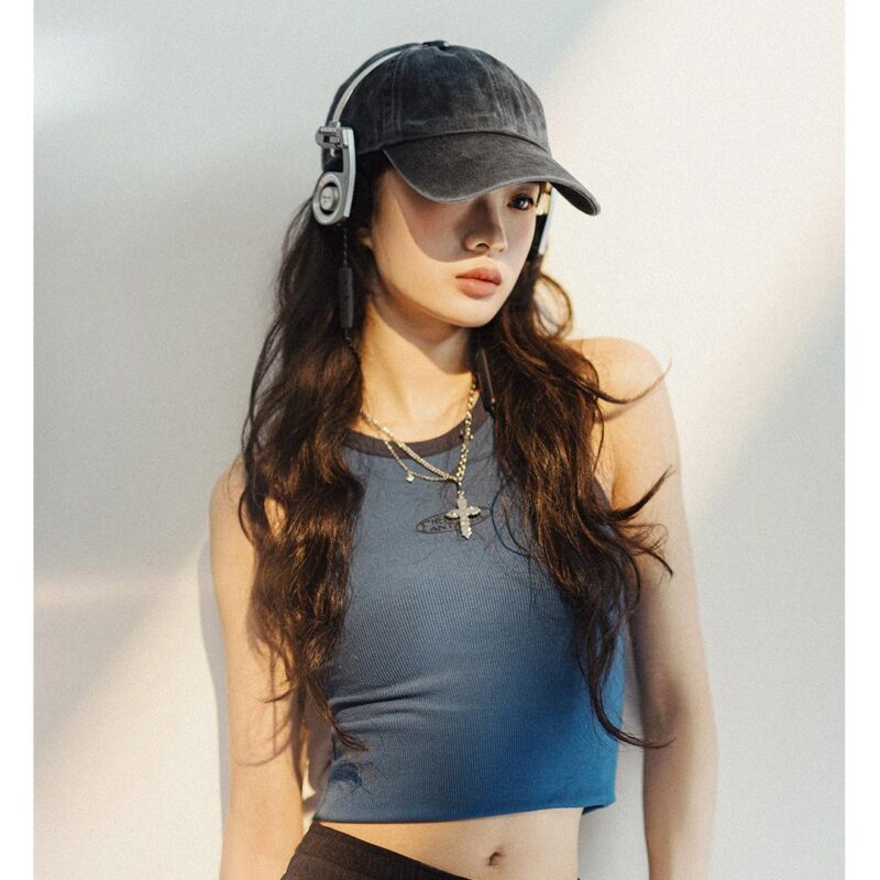 Vintage Gray Adjustable Baseball Cap for Women - Casual Streetwear Hat - Image 6