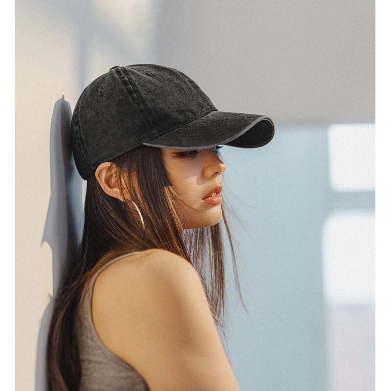 Vintage Gray Adjustable Baseball Cap for Women - Casual Streetwear Hat - Image 2