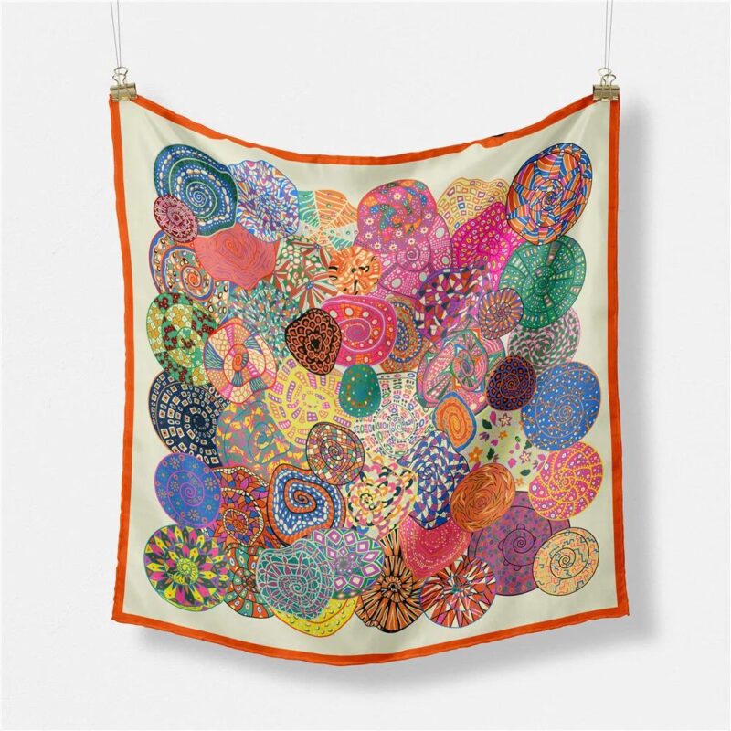 Silk Snail Print Square Scarf