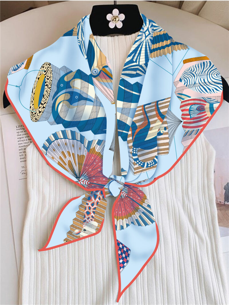 Luxury Silk Twill Triangle Scarf for Women - Image 6