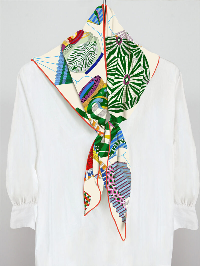 Luxury Silk Twill Triangle Scarf for Women - Image 4