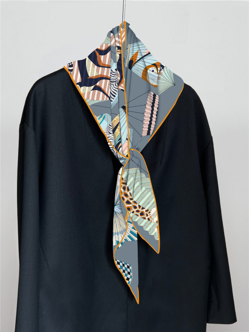 Luxury Silk Twill Triangle Scarf for Women - Image 3