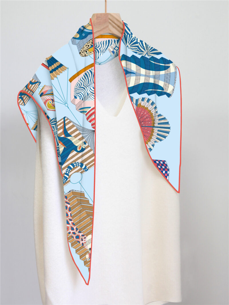 Luxury Silk Twill Triangle Scarf for Women - Image 7