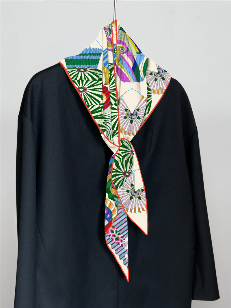 Luxury Silk Twill Triangle Scarf for Women - Image 5