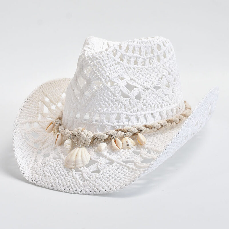 Women’s Summer Straw Sun Hat with Shell Detail