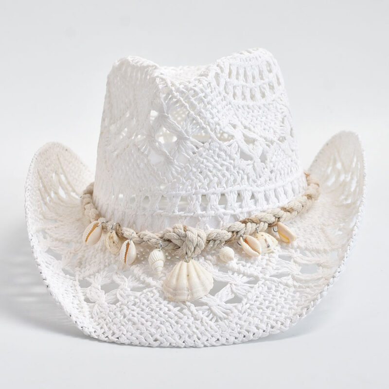 Women’s Summer Straw Sun Hat with Shell Detail - Image 3
