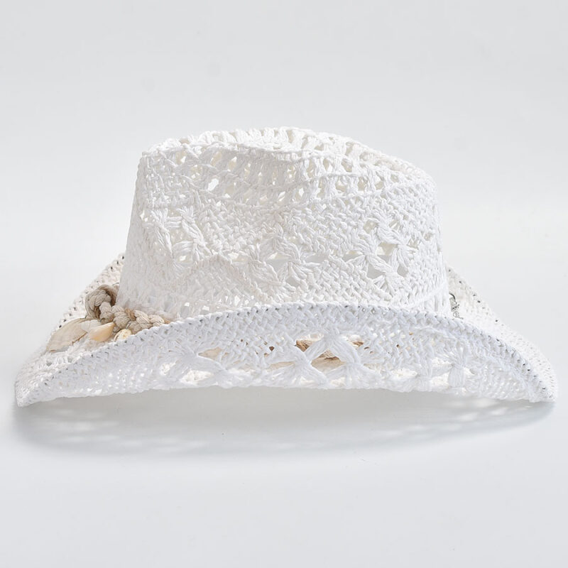 Women’s Summer Straw Sun Hat with Shell Detail - Image 6