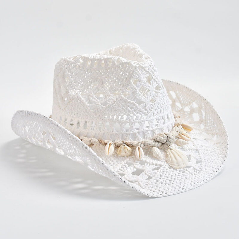 Women’s Summer Straw Sun Hat with Shell Detail - Image 4