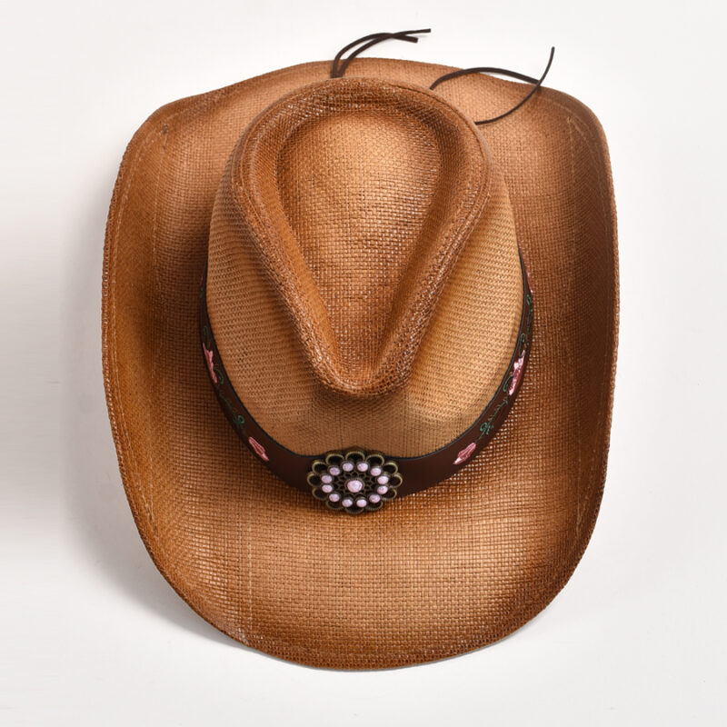 Vintage Straw Western Cowboy Hat - Image 6