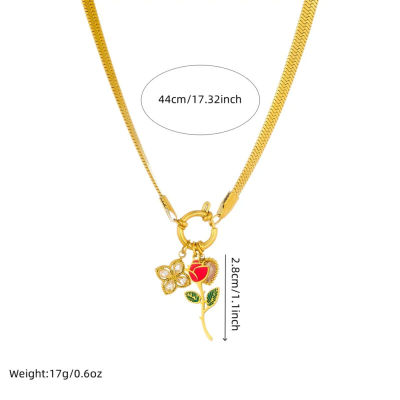 Elegant Rose Flower Pendant Necklace for Women - Image 6