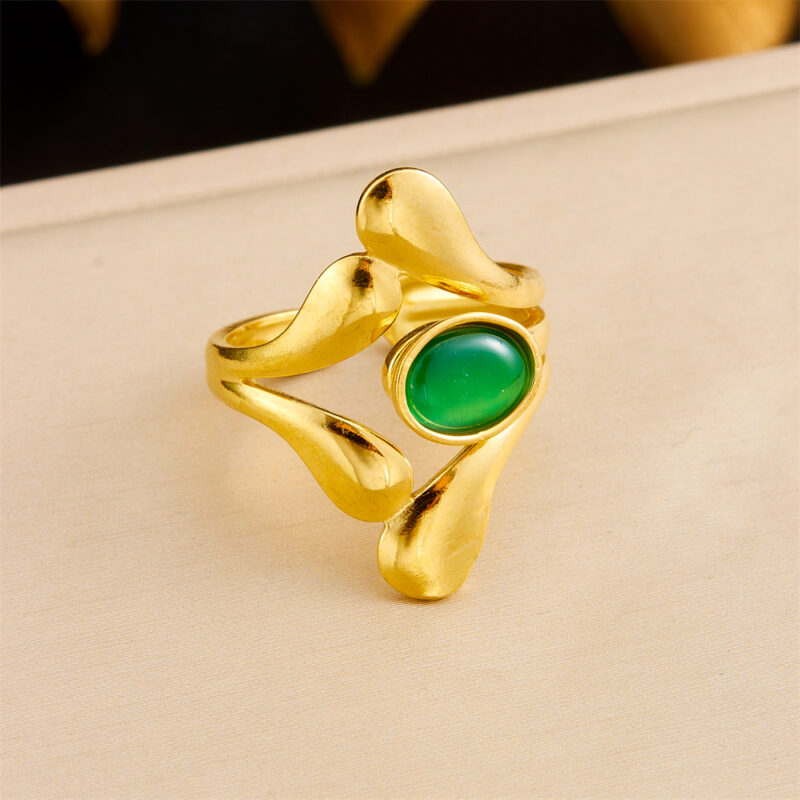 Elliptical Rhinestone Stainless Steel Ring for Women - Image 5
