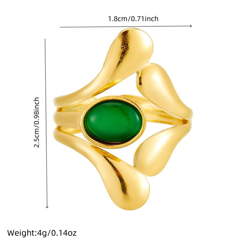 Elliptical Rhinestone Stainless Steel Ring for Women - Image 6