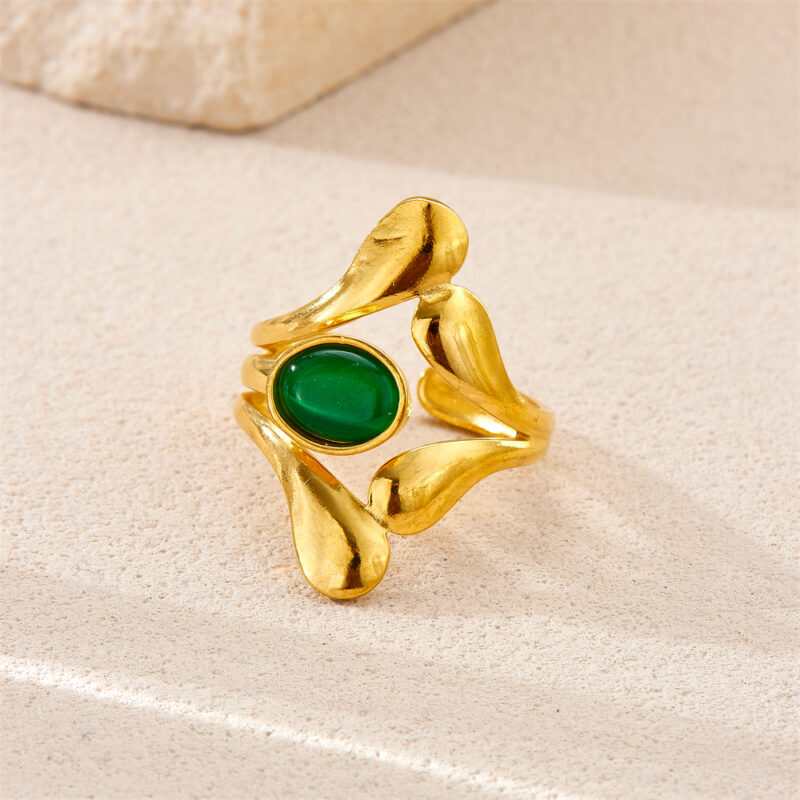 Elliptical Rhinestone Stainless Steel Ring for Women - Image 3