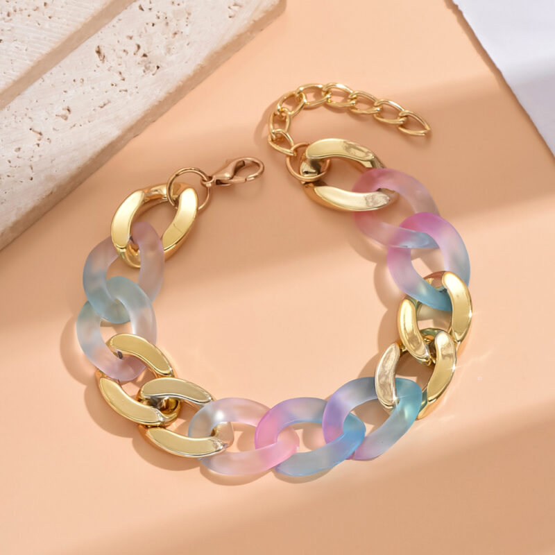Y2K Acrylic Chain Link Bracelet Choker – Unisex Vintage Statement Jewelry - Image 6