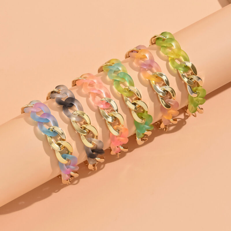 Y2K Acrylic Chain Link Bracelet Choker – Unisex Vintage Statement Jewelry