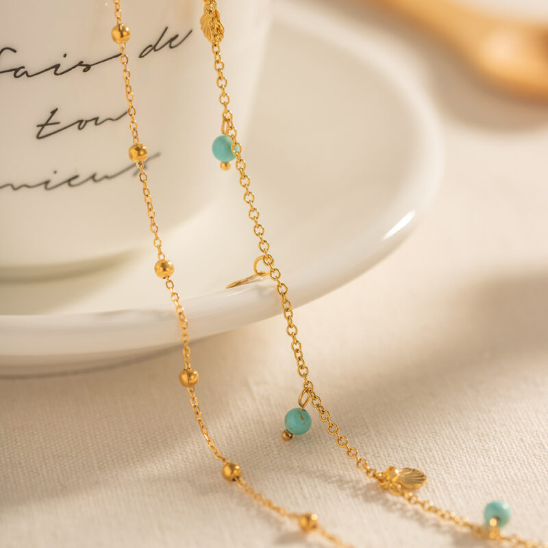 Double Layer Shell & Stone Anklet with Tassel – Waterproof Beach Jewelry - Image 7